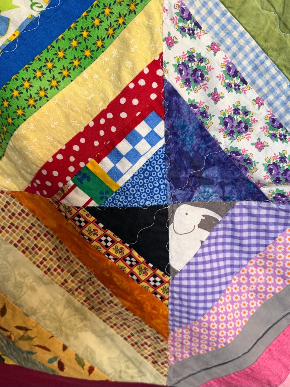Handmade String Quilt Scrap Patchwork Lap Wall Quilt 43 x 51 - Picture 4 of 11